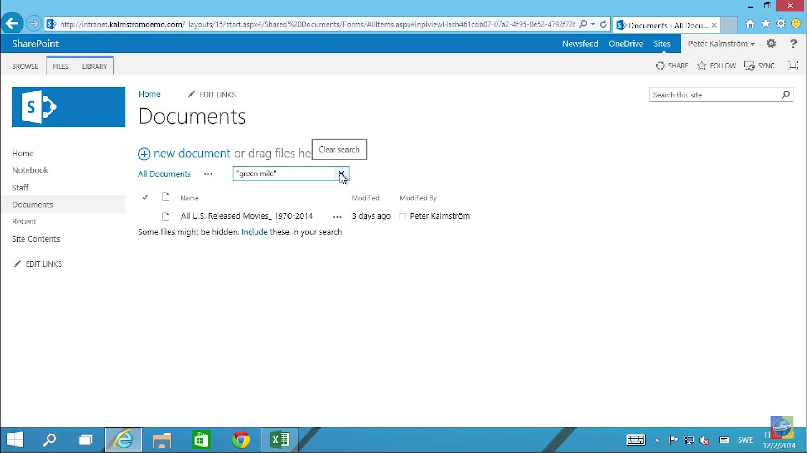 Example of sharepoint 2013 search results