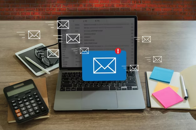 A laptop and an image of a letter